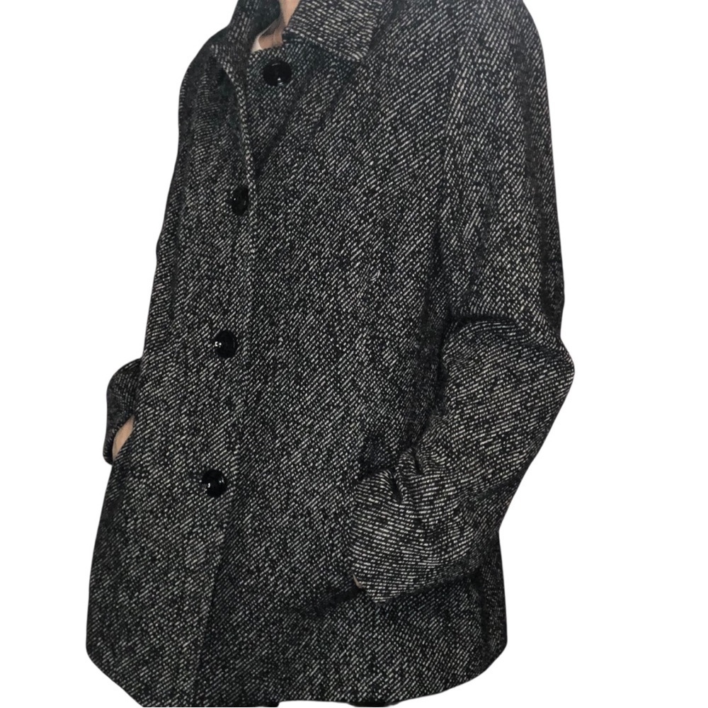 Vtg 90’s Minimal London Fog Wool Blend Tweed Jacket Wo’s XL Black/Gray Classic